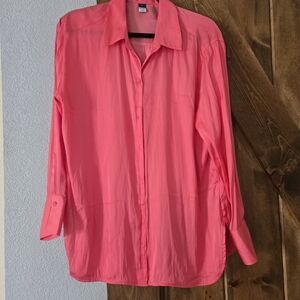 Old Navy Bright Pink Button-Up Blouse